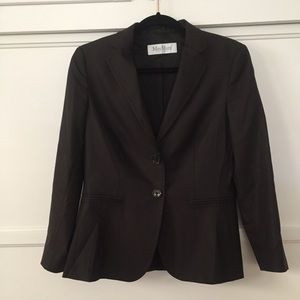 MaxMara dark brown wool silk work blazer jacket